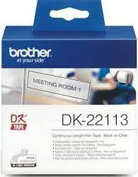 Brother DK-22113 Black on Clear Continuous Label Roll 62mm