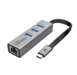 Promate Multi-Port USB-C Hub (GIGAHUB-C) – USB 3.0 Ports, 5Gbps Sync, 1000Mbps Ethernet Adapter