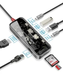 Promate TransHub-Mini 8-in 1 Transparent Ultra-Fast Multiport USB-C Hub