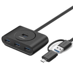 UGREEN 4-Port USB 3.0 Hub with USB-C & USB-A 2-in-1 interface 1M Black – CR113 / UG-40850