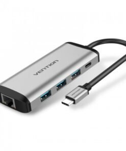 Vention Type C to 3 Ports USB 3.0 Hub with Gigabit Ethernet Adapter, PD Converter (VEN-TGDHB)