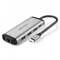 Vention Type C to 3 Ports USB 3.0 Hub with Gigabit Ethernet Adapter, PD Converter (VEN-TGDHB)