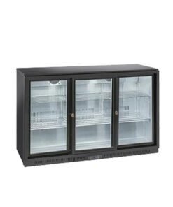 Three sliding door black back bar cooler 320L GN-320HS under counter bottle cooler