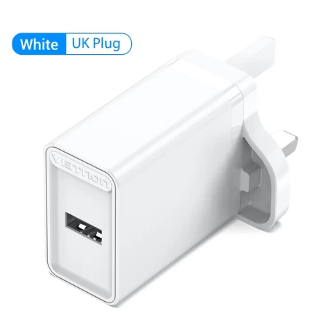 Vention 1-Port USB Wall Charger 12W UK Plug White – VEN FAAW0-UK