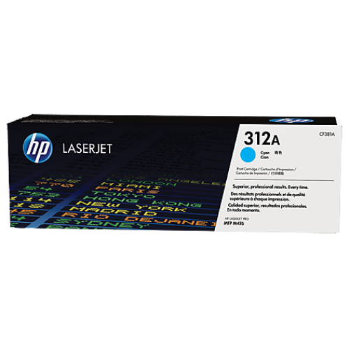 HP 312A Cyan Original LaserJet Toner Cartridge, CF381A