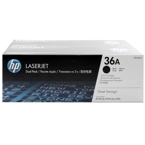 HP 36A 2-pack Black Original LaserJet Toner Cartridges CB436AF