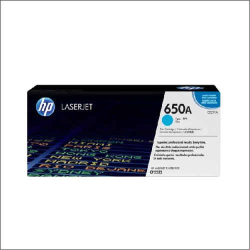 HP 650A Cyan Original LaserJet Toner Cartridge, CE271A