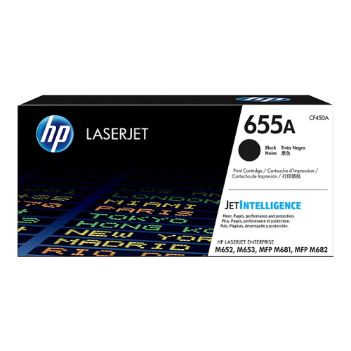 HP 655A Black Original LaserJet Toner Cartridge, CF450A
