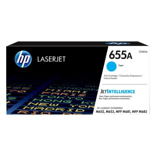 HP 655A Cyan Original LaserJet Toner Cartridge, CF451A
