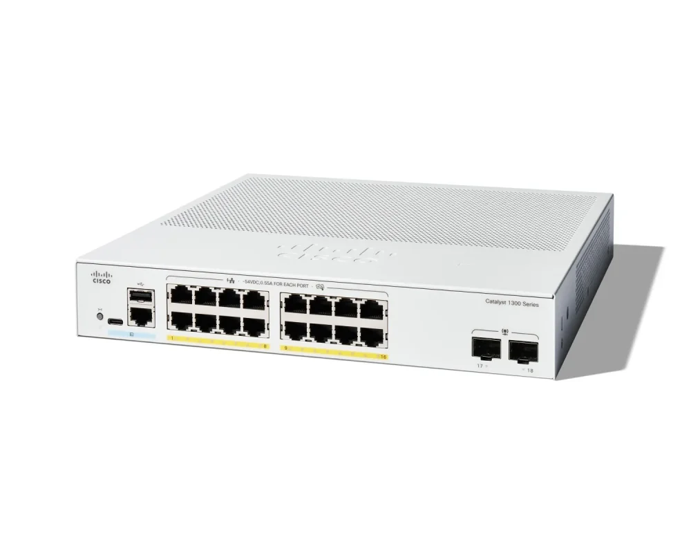 Cisco Systems Catalyst 1300 C1300-16P-2G 16-Port Gigabit PoE Switch with 2x1G SFP