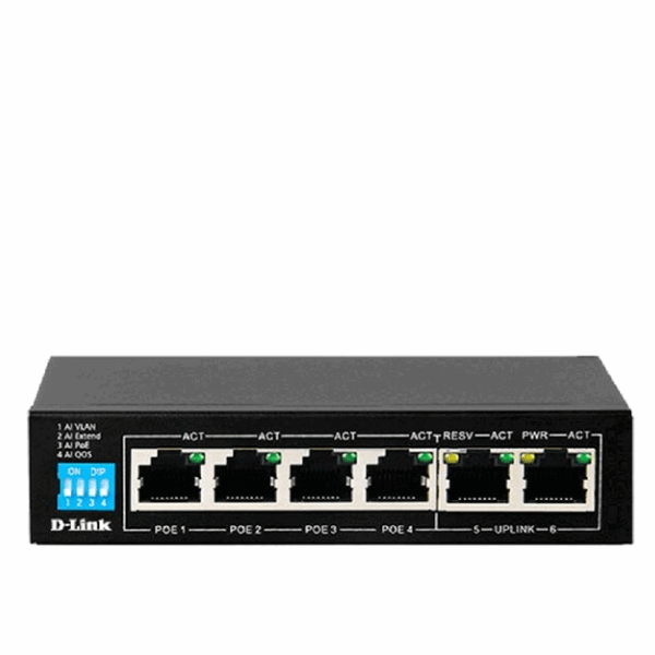 D-Link DES-F1006P 6-Port Fast Ethernet PoE+ Unmanaged Switch