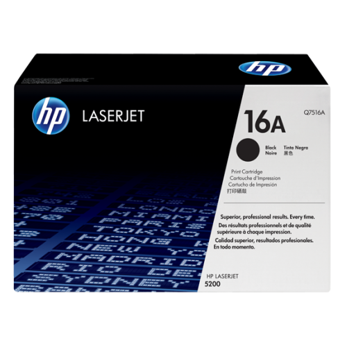 HP 16A Black Original LaserJet Toner Cartridge, Q7516A