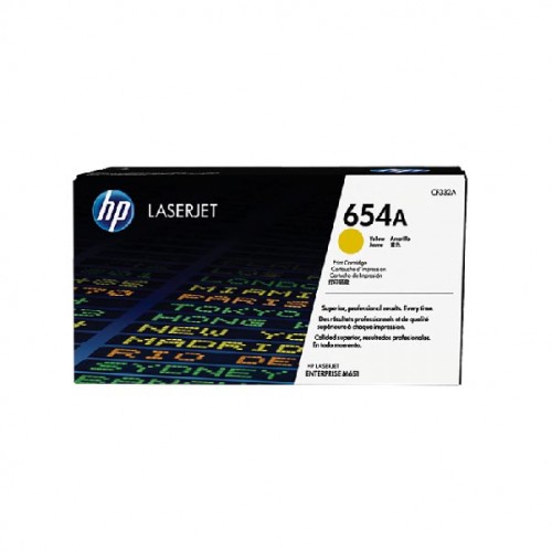 HP 654A Yellow Original LaserJet Toner Cartridge, CF332A
