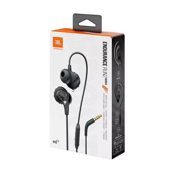 JBL Endurance Run 2 - Waterproof Wired Sports In-Ear Magnetic Headphones (Black)