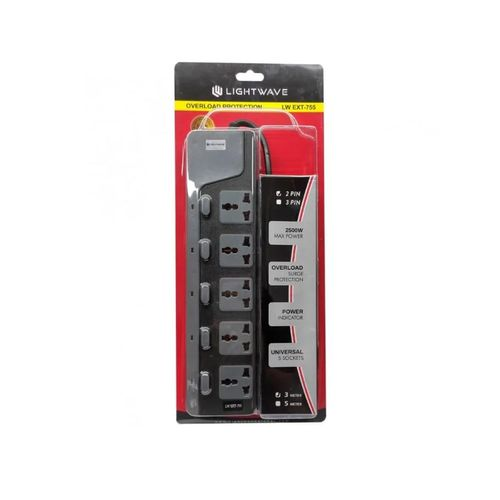 Lightwave Extension Socket – 3 Metres, 5 Way (Surge & Thunder Protection)