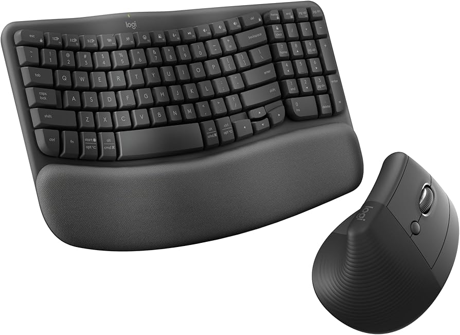 Logitech Wave Keys and Lift Combo Wireless Bluetooth Ergonomic Keyboard and Vertical Mouse – Graphite