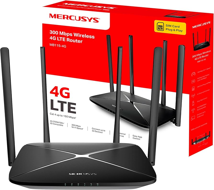 MERCUSYS 300 Mbps Wireless N 4G LTE Router – TL‑MB115‑4G
