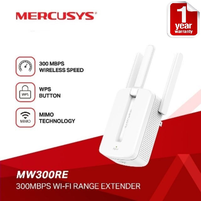 MERCUSYS 300Mbps Wi‑Fi Range Extender – TL‑MW300RE