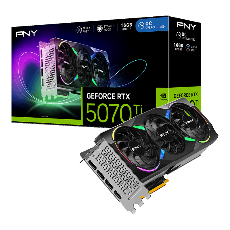PNY GeForce RTX 5070 ARGB EPIC-X RGB OC Triple Fan 12GB GDDR7 Graphics Card