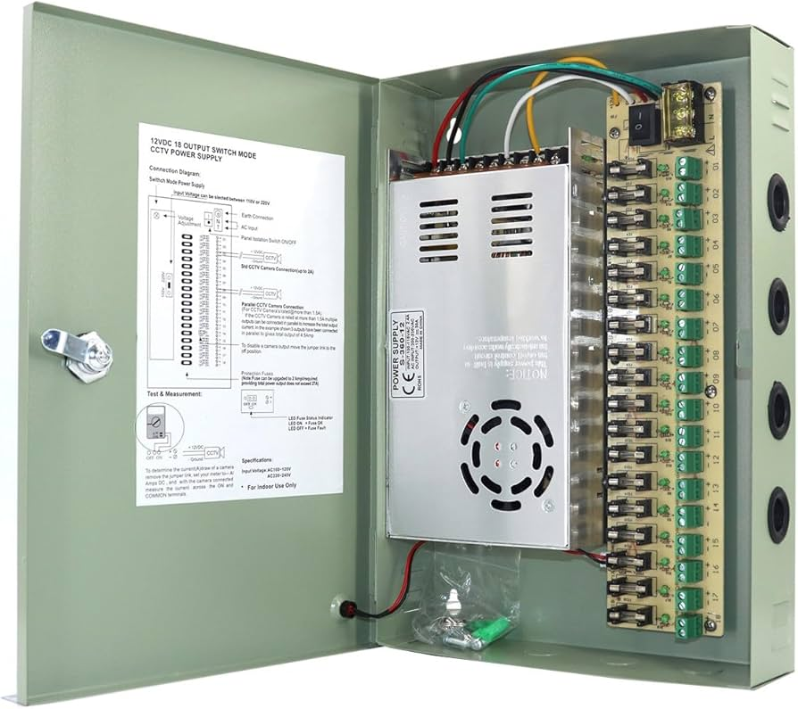 Power Box CCTV Power Supply 18 Channels 12V 30A