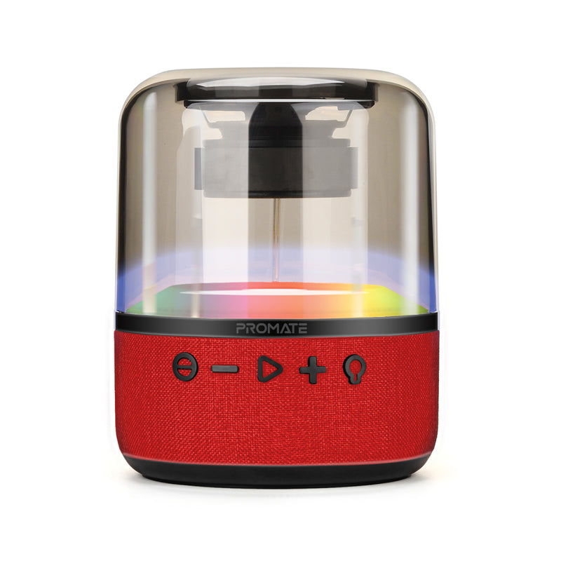 Promate GLITZ-L LumiSound 360-Degree Surround Sound Speaker - Black/Blue/Red