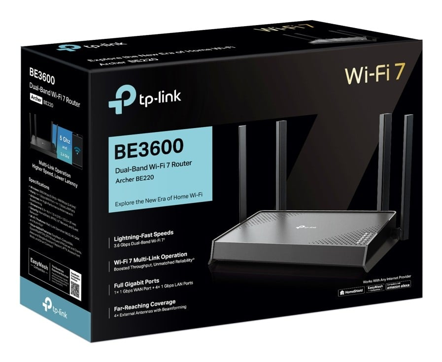 TP-Link BE3600 Wireless Dual‑Band Gigabit Wi‑Fi 7 Router – TL‑ARCHER BE220