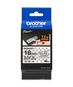 Original Brother TZe-SE4 18mm Black on White Laminated strong self adhesive Security Tape