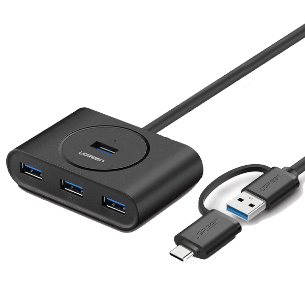 UGREEN 4-Port USB 3.0 Hub with USB-C & USB-A 2-in-1 interface 1M Black – UG-40850