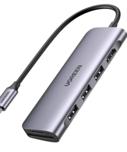 UGREEN 6-in-1 Multifunction Adapter – UG-20956A (USB-C to 3 × USB 3.0, 4K HDMI, SD & TF Card Reader)