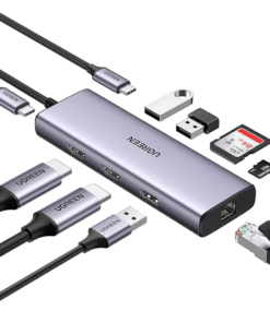 Ugreen 9-in-1 USB-C Hub Adapter with HDMI 4K, VGA, Gigabit Ethernet, USB 3.0, SD/TF Card Reader, and 100W PD Charging