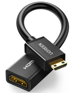 UGREEN Mini HDMI Male to HDMI Female Adapter Cable 22cm (Black) – UG-20137