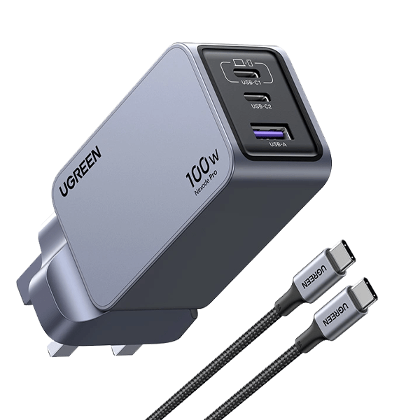 UGREEN Nexode Pro 100W 3-Port GaN Fast Charger Set UK - UG-25875