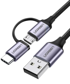 UGREEN USB‑A to Micro USB + USB Type‑C Cable 1 m Black UG‑30875