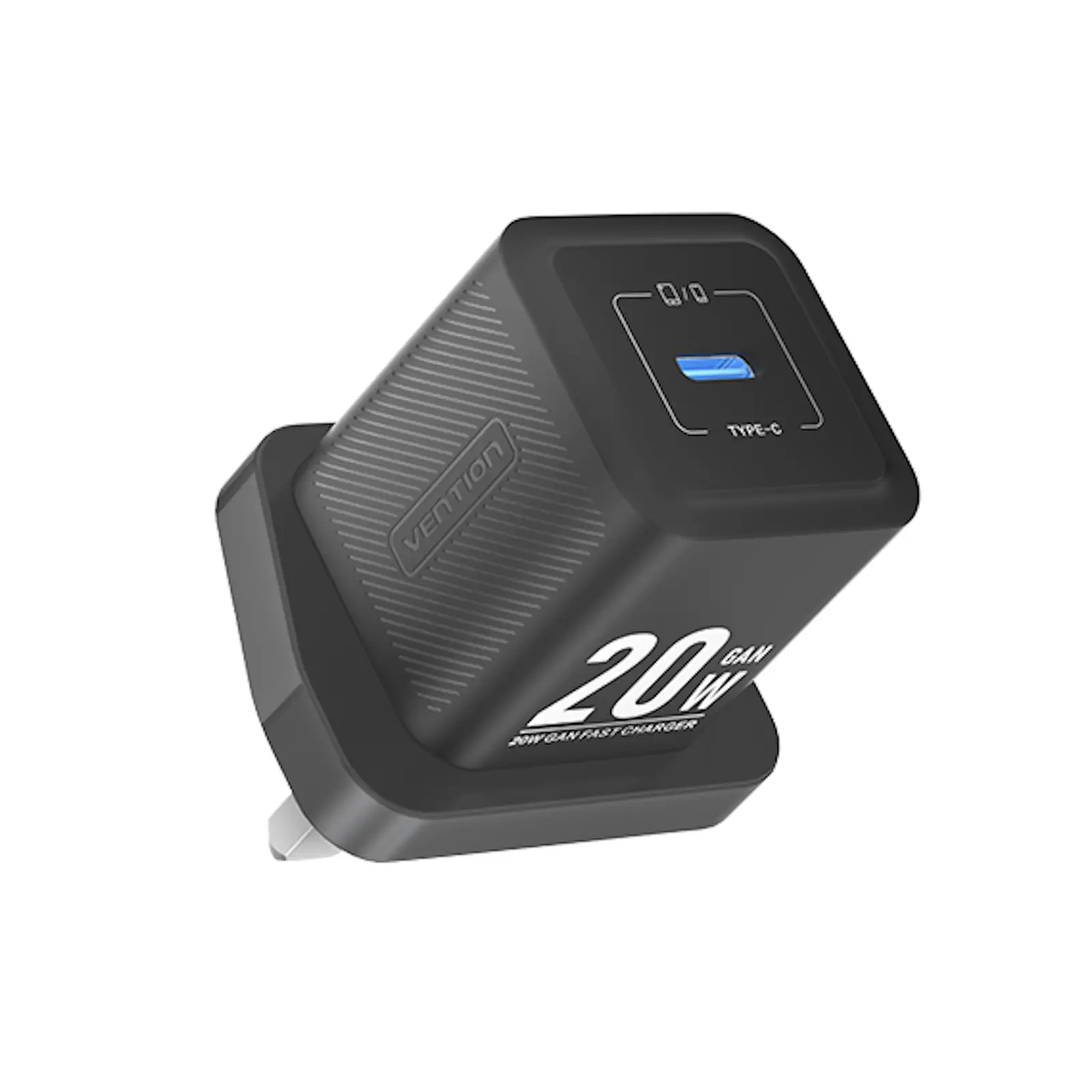 Vention 1‑Port USB‑C Wall Charger (20W) UK Plug Black - VEN FADB0‑UK