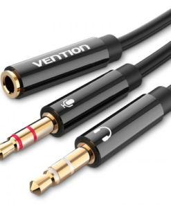 Vention 2 x 3.5mm Male to 4 Pole 3.5mm Female Audio Cable 0.3M Black ABS Type - VEN-BBTBY