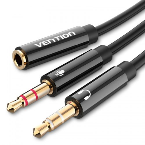 Vention 2 x 3.5mm Male to 4 Pole 3.5mm Female Audio Cable 0.3M Black ABS Type - VEN-BBTBY