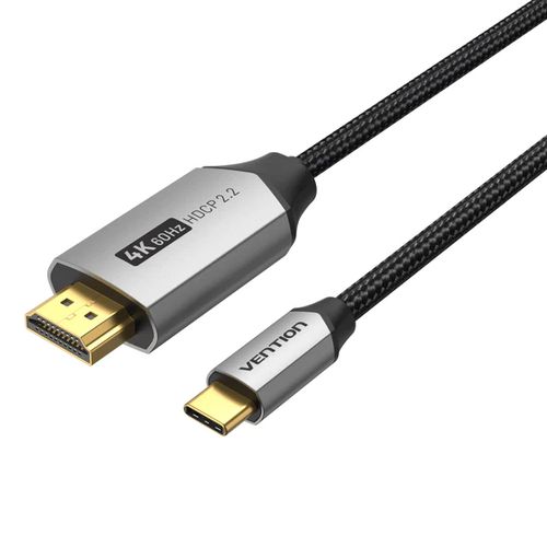 Vention Cotton Braided Type-C to HDMI Cable 2M Black Aluminum Alloy VEN CRBBH