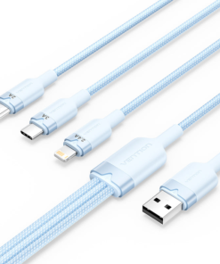 Vention USB 2.0 A Male to 3‑in‑1 Micro‑B & USB‑C & Lightning Male Cable 1M Gray Aluminum Alloy Type - VEN CQJHF