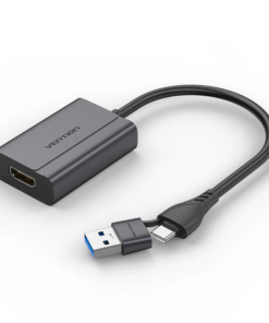 Vention USB‑C + USB‑A to HDMI Adapter 0.15M Grey Aluminium Alloy Type - VEN ACYHB