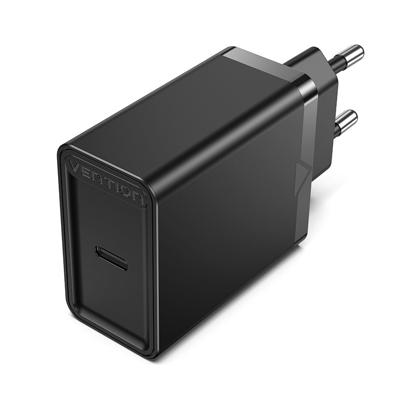 Vention 1-Port USB-C Wall Charger (20W) UK Plug Black