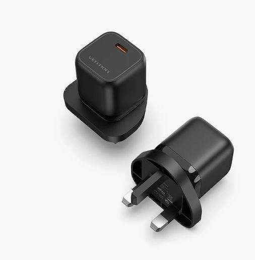 Vention 1-Port USB Wall Charger (18W) UK Plug Black